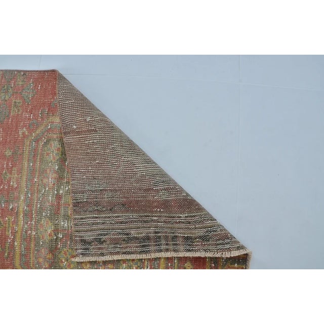 Red Vintage Turkish Rug, Japandi Style Red Runner For Sale - Image 8 of 10