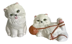 Vintage Large Porcelain Kitty Cat Figurines - a Pair