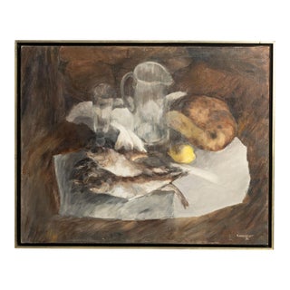 Mid 20th Century France Sienna Canvas Painting For Sale