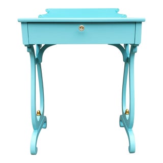 Mid 20th Century Small Vintage Desk, Painted Aqua For Sale
