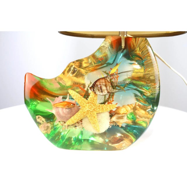 Green Acrylic and Parchment Table Lamp, 1950s For Sale - Image 8 of 12