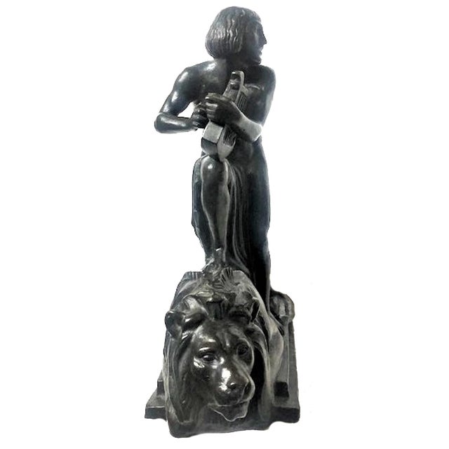 Art Deco Ernst Seger, David and Lion, German Art Deco Patinated Bronze Sculpture, c. 1920 For Sale - Image 3 of 11