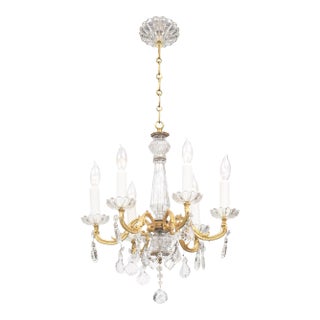 Petite Gilt Bronze & Crystal Louis XV Style Chandelier, 1930s France For Sale