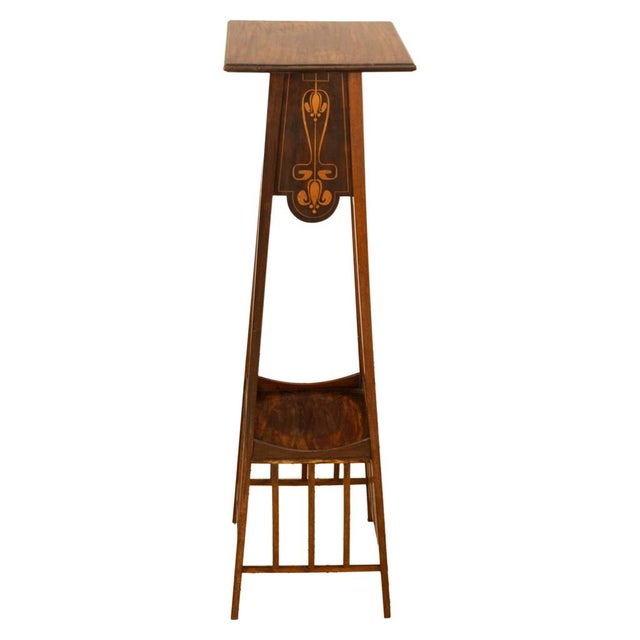 Antique Art Nouveau Inlaid Mahogany Leonard Wyburd Liberty & Co Plant Stand 1905 For Sale - Image 15 of 17