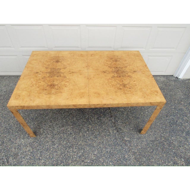 Edward Wormley Burl Walnut Extendable Parsons Dining Table by Edward Wormley for Dunbar For Sale - Image 4 of 18