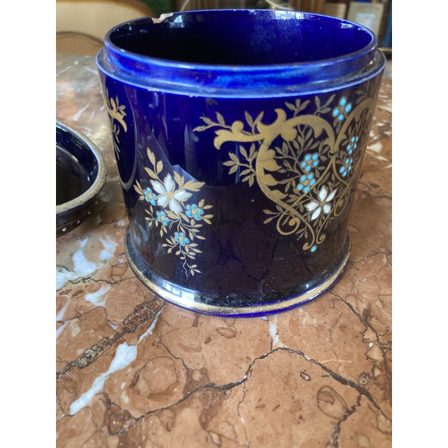 Gien Blue Glazed Earthenware Service, Set of 4 For Sale - Image 4 of 18