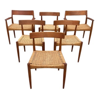 Mid-Century Modern Dining Chairs by Arne Hovmand Olsen for Mogens Kold, 1960, Set of 6 For Sale