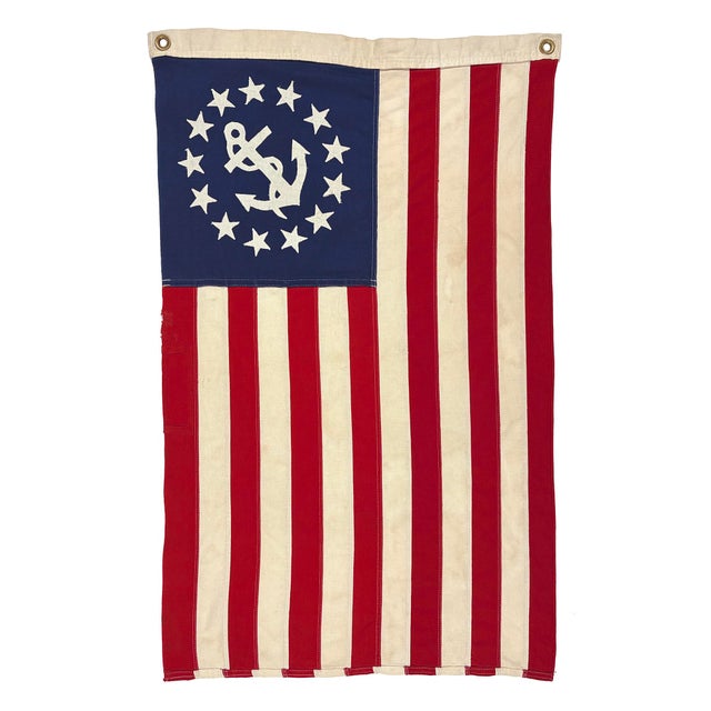 Small Vintage Cotton Sewn American Yacht Ensign Flag For Sale In Los Angeles - Image 6 of 6