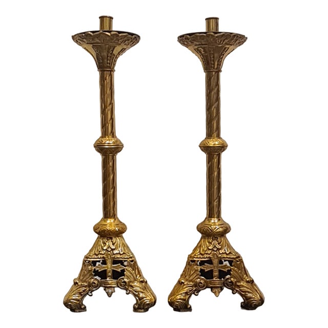 Brass Candlesticks, Set of 2 For Sale