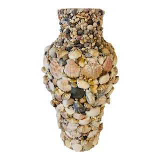 Large Vintage Shell Art Vase For Sale