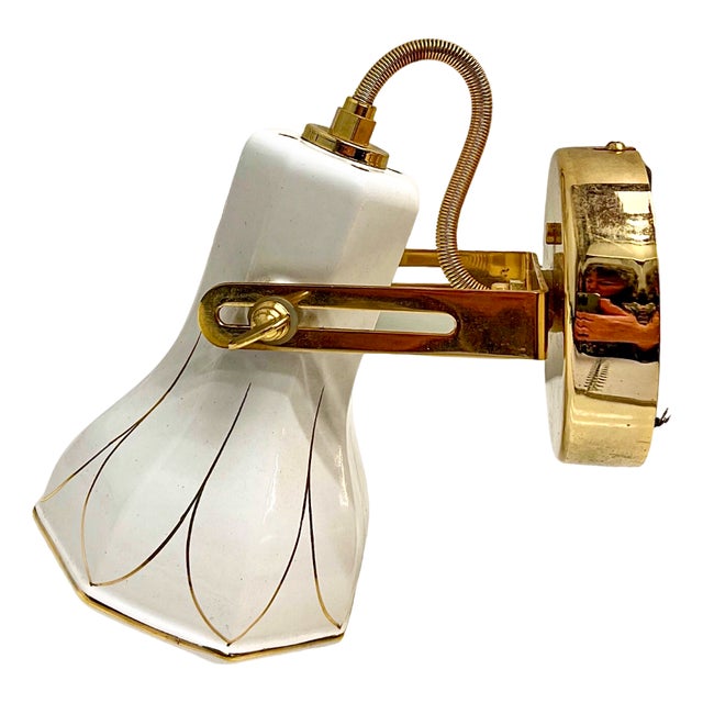 Brass and Ceramic Wall Lamp from Faladesa, Spain, 1980s For Sale