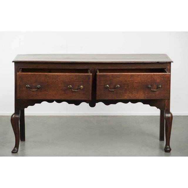 Antique English Oak Dresser with Brass Handles, 1700s For Sale - Image 3 of 11