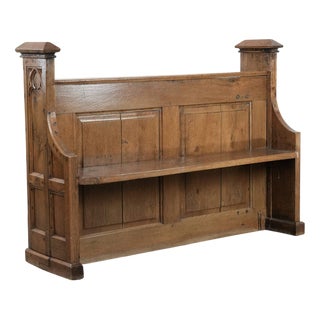 Antique Gothic Style Oak Church Pew with Carvings For Sale