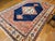 Mid-Century Modern Vintage Turkish Azeri Rug, Hand-Knotted Wool, Geometric Design, Navy & Red, 8x11 For Sale - Image 3 of 15