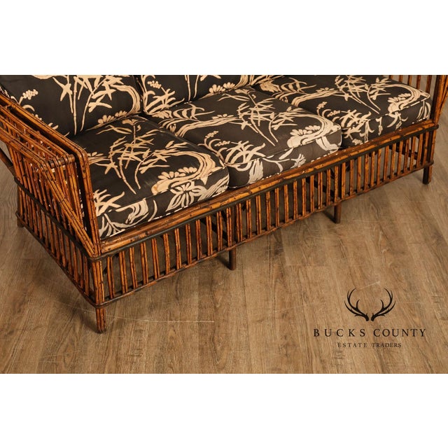 Antique Split Reed Rattan Sofa For Sale - Image 4 of 18