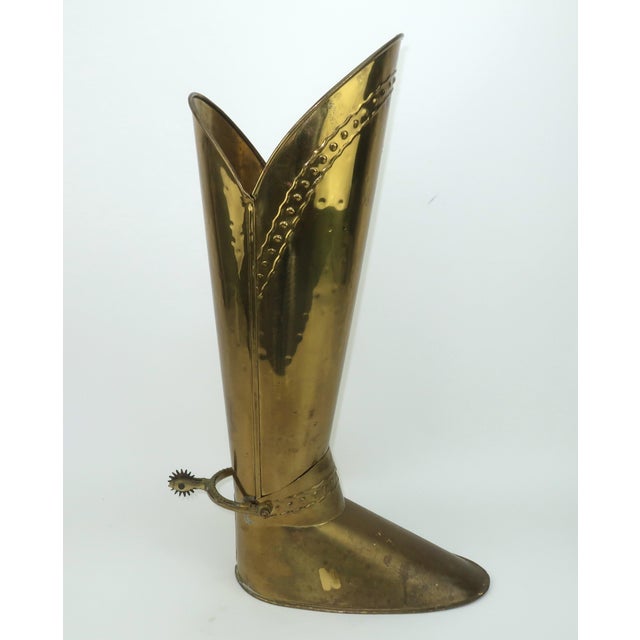 Vintage English Brass Boot Umbrella Stand For Sale In Atlanta - Image 6 of 14