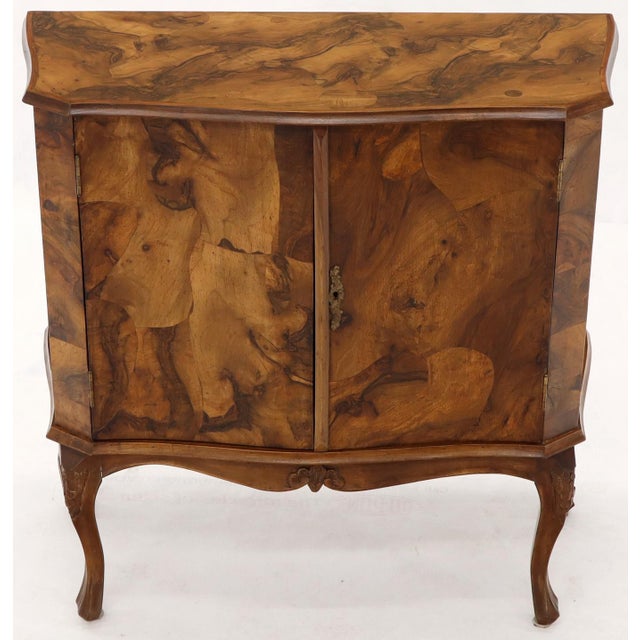 Italian Patch Olive Burl Wood Bombe Shape Hall Cabinet Console Cabinet Credenza For Sale - Image 9 of 15