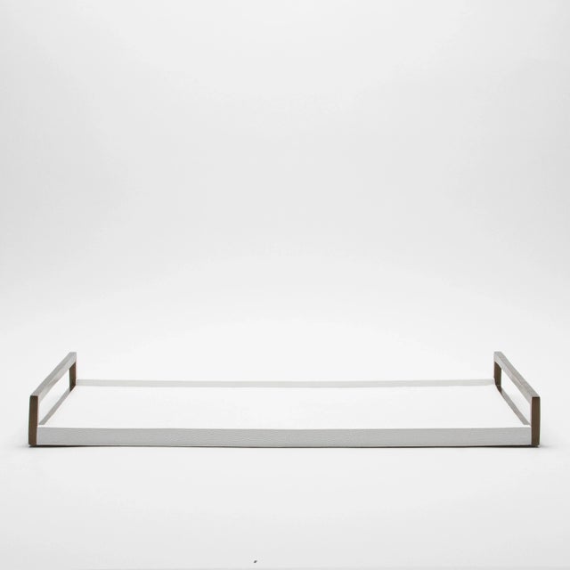 R & Y Augousti Rectangular Tray in White Shagreen With Bronze Patina Brass by R&y Augousti For Sale - Image 4 of 7
