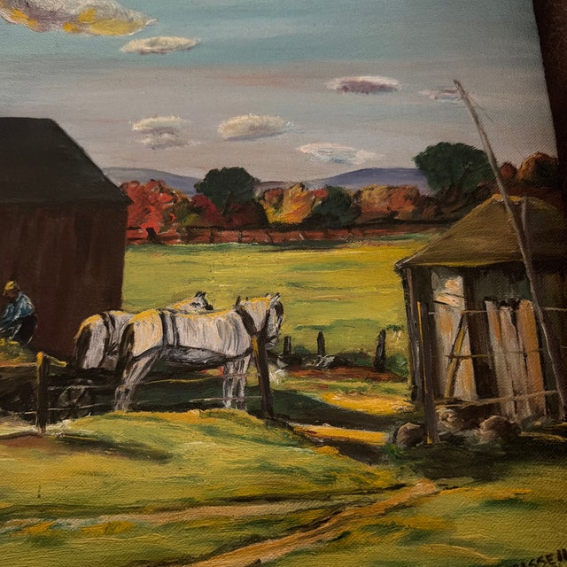 American 1970s Ida Van Tassell Original Farm Painting For Sale - Image 3 of 12