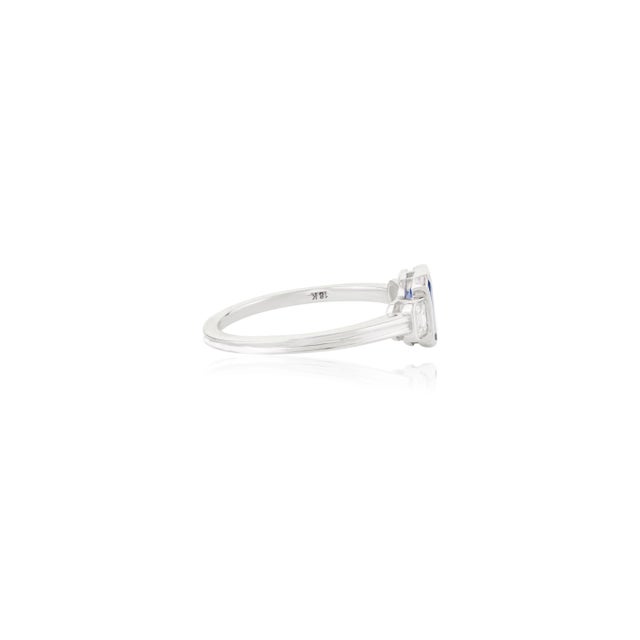 Not Yet Made - Made To Order Cushion Cut Blue Sapphire Diamond Engagement Ring in 18k Gold Size 5.5 For Sale - Image 5 of 12