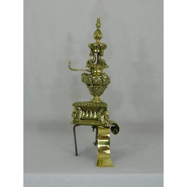 Metal 19th Century Chenets or Andirons Ly Adorned - a Pair For Sale - Image 7 of 8