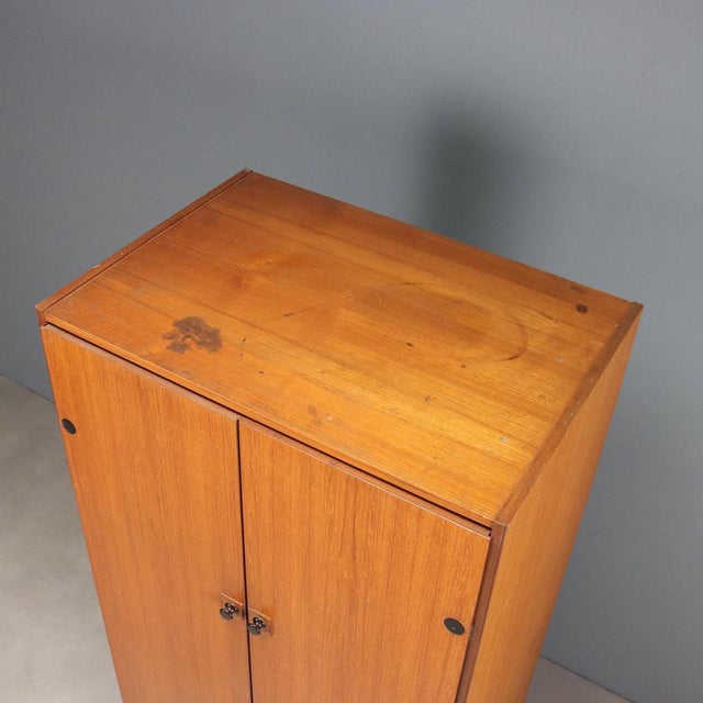 Vintage Wardrobe in Painted Wood and Teak Veneer, 1960s For Sale - Image 9 of 11