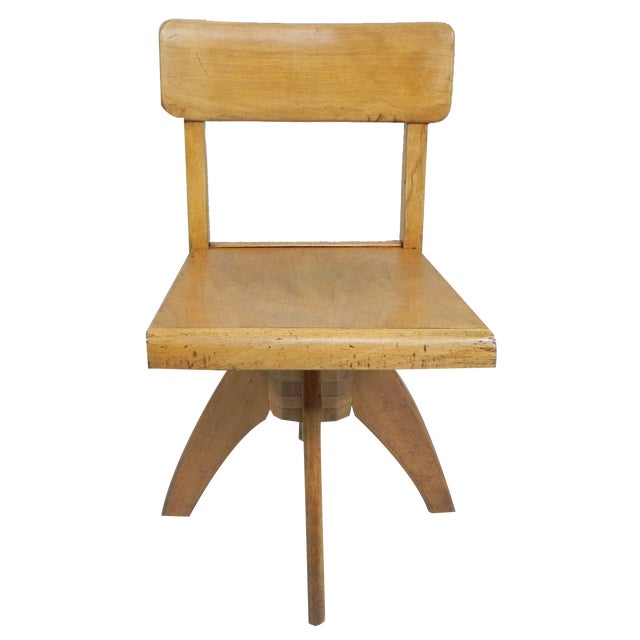 Wooden Swivel Chair, 1950s For Sale