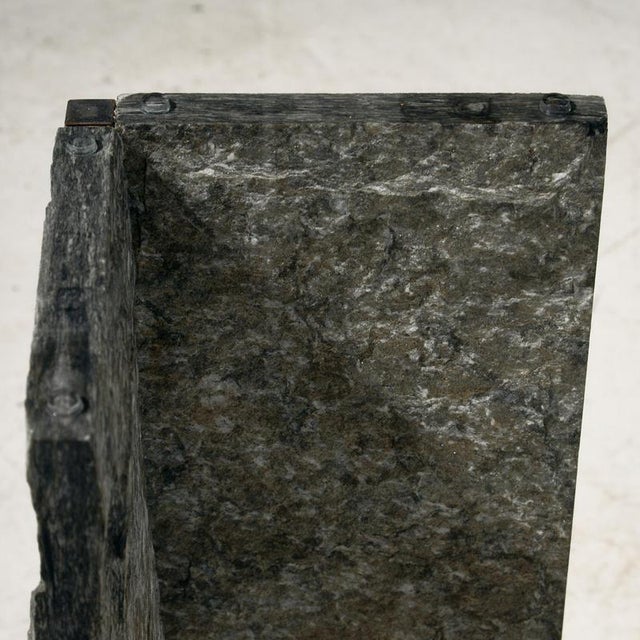 Gray Glass and Slate Stone Console Table, 1980s For Sale - Image 8 of 12