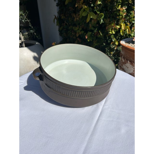 Brown Vintage Mid-Century Dansk Ribbed Serving Bowl With Handles For Sale - Image 8 of 13