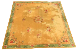 Large Antique Chinese Art Deco Hooked Rug - 17′8″ × 19′8″