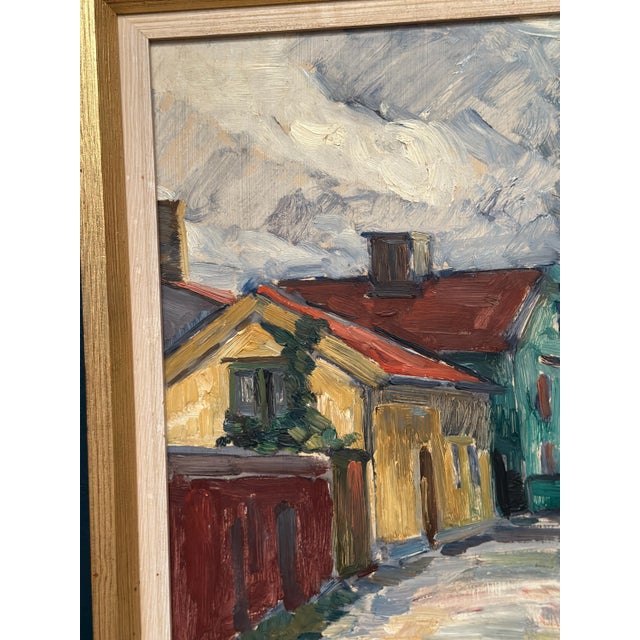 Jan Hatvani, Street with Houses, 1960s, Oil on Panel, Framed For Sale - Image 12 of 14