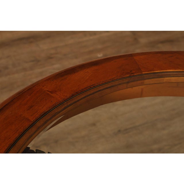 Wood Hollywood Regency Style Round Glass Top Accent Table For Sale - Image 7 of 18