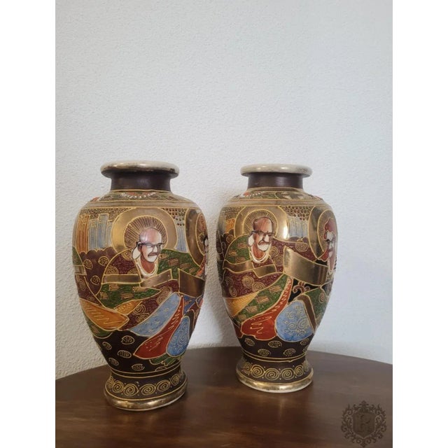 Japanese Satsuma Vases, Set of 2 For Sale - Image 10 of 10
