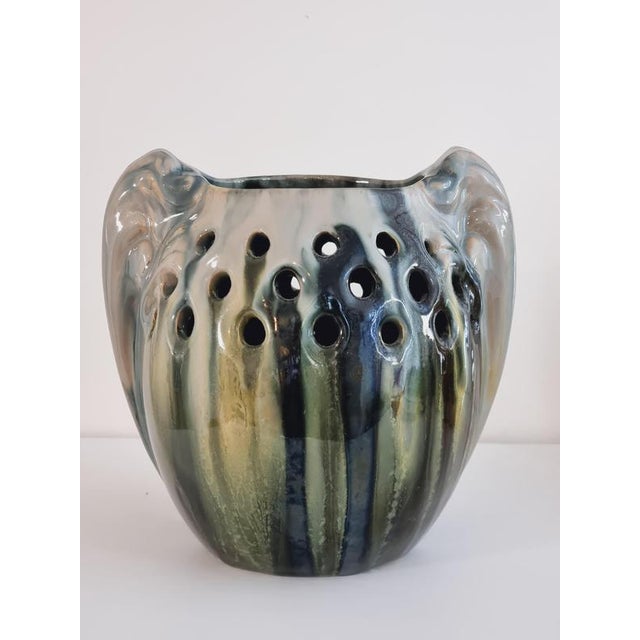 Rare, decorative vase by Michael Andersen & Son (MA&S) with beautiful glaze in different colors (yellow, green, grey\.)...