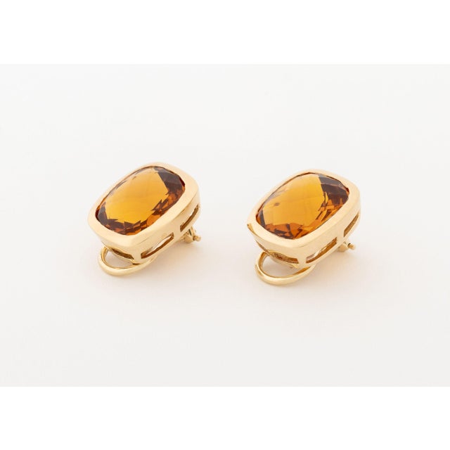 Metal Modern Rose Gold and Citrine Clip Earrings For Sale - Image 7 of 10