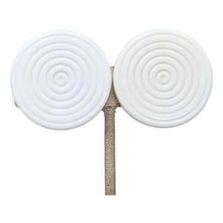 Vintage Signed Napier White Circle Spiral Clip Earrings, 1985 - 2 Pieces For Sale