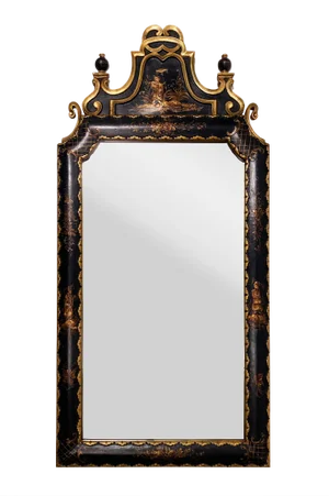 Early 20th Century Italian Black and Gold Gilt Wood Chinoiserie Design Mirror