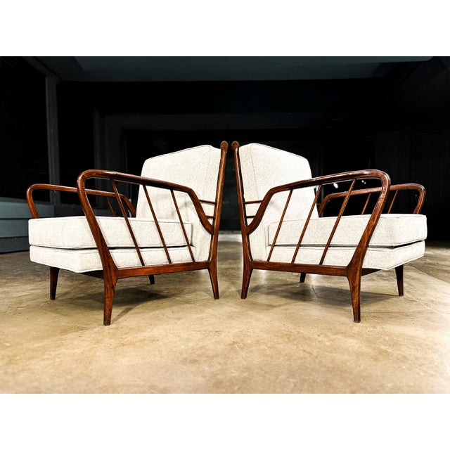 Mid-Century Brazilian Armchairs by Rino Levi, Hardwood & Boucle, 1960s For Sale - Image 16 of 16