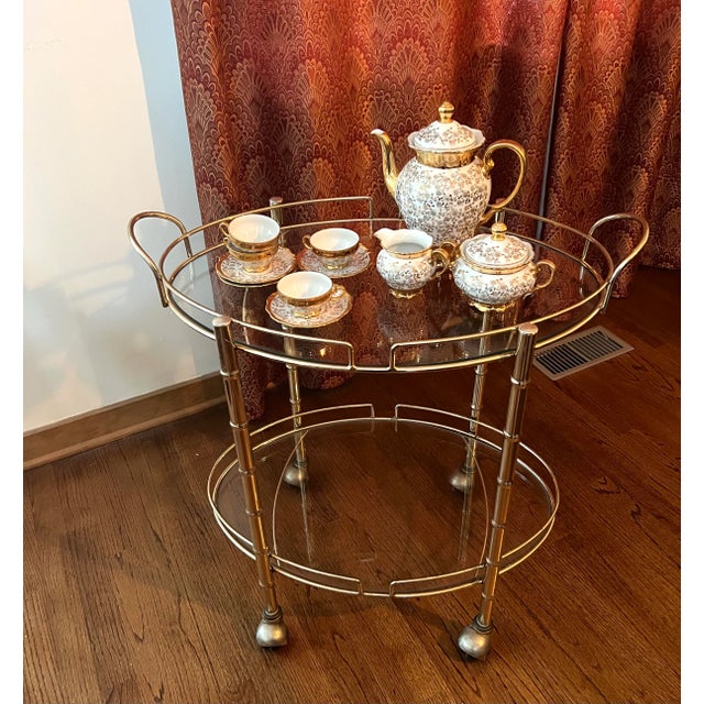 Mid 20th Century Brass and Glass Oval Tea/Bar Cart For Sale - Image 10 of 10