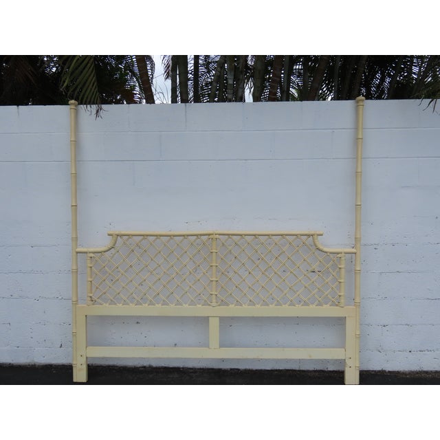 Wood Hollywood Regency Faux Bamboo Posted Painted King Size Headboard 6681 For Sale - Image 7 of 16