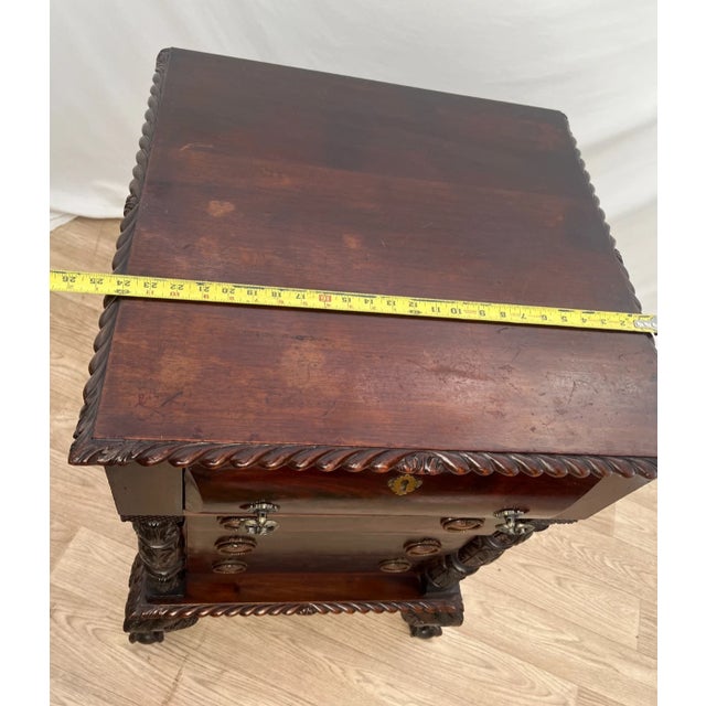 Antique English Victorian Large Nightstand Chest of Drawers Carved Mahogany For Sale - Image 10 of 11