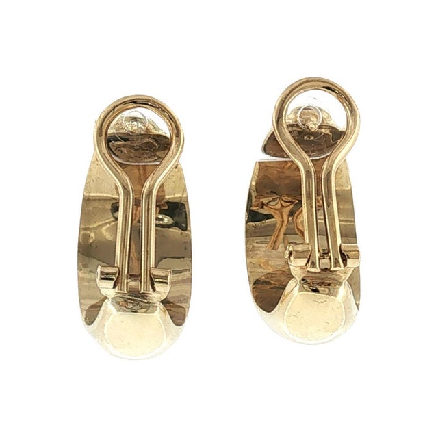 Contemporary Late 20th-Century 14k Yellow Gold Polished Diamond Domed Hoop Earrings, Pair For Sale - Image 3 of 4