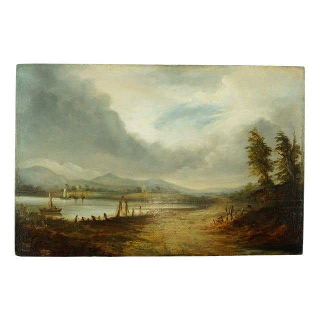 Abraham I Hulk, Marina with Boats, 19th Century, Oil Painting on Wood For Sale