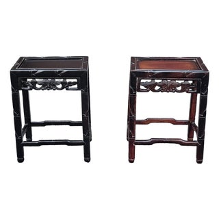 Pair of Chinese Ming Style Dark Stained Side Tables For Sale