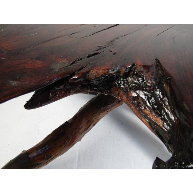 Burnt Umber Late 20th Century Rustic Live-Edge Slab Table For Sale - Image 8 of 10