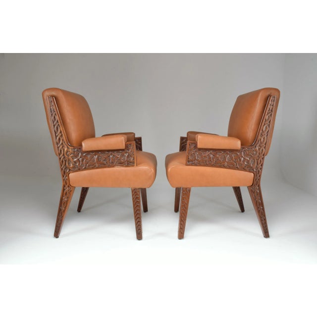 Mid-Century Art Deco Armchairs With Hand-Carved Moorish Frame, 1950s For Sale - Image 12 of 12