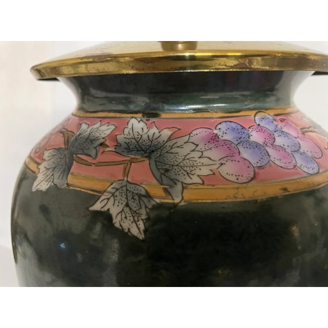 Vintage Chinoiserie Floral Green Table Lamp For Sale In Philadelphia - Image 6 of 8
