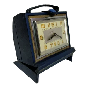 1948 French Folding Alarm Travel Clock or Bedside Alarm Clock Bayard