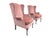 Mid 20th Century Rose Gold Pink Crushed Velvet Wingback Chairs- A Pair For Sale In Charlotte - Image 6 of 18