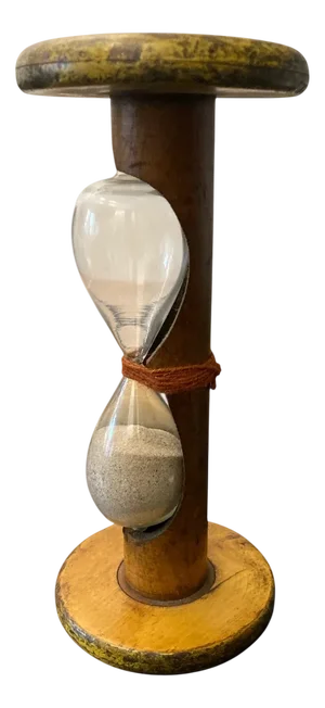 Vintage Handmade Egg Timer Hourglass in Wooden and Textile Bobbin Spool, 1900s